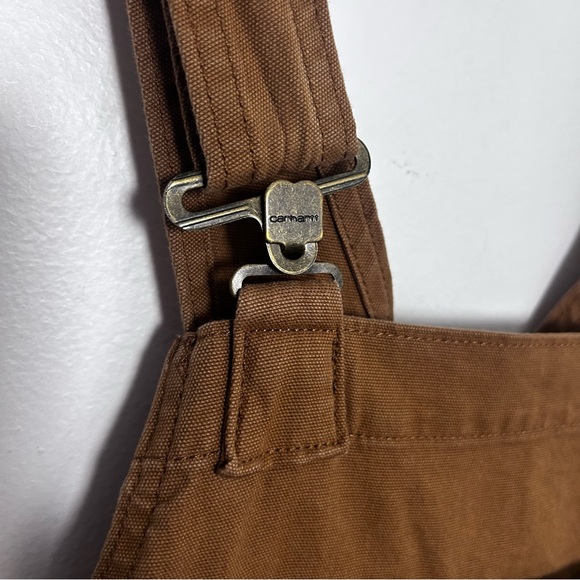 CARHARTT Relaxed Fit Short Overalls Brown Canvas Size M (8–10) - Picture 7 of 10